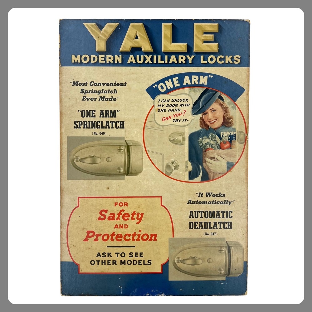 1940s‎ YALE Locks Advertising Sign 19" Cardboard Easel Display Locksmith WWII